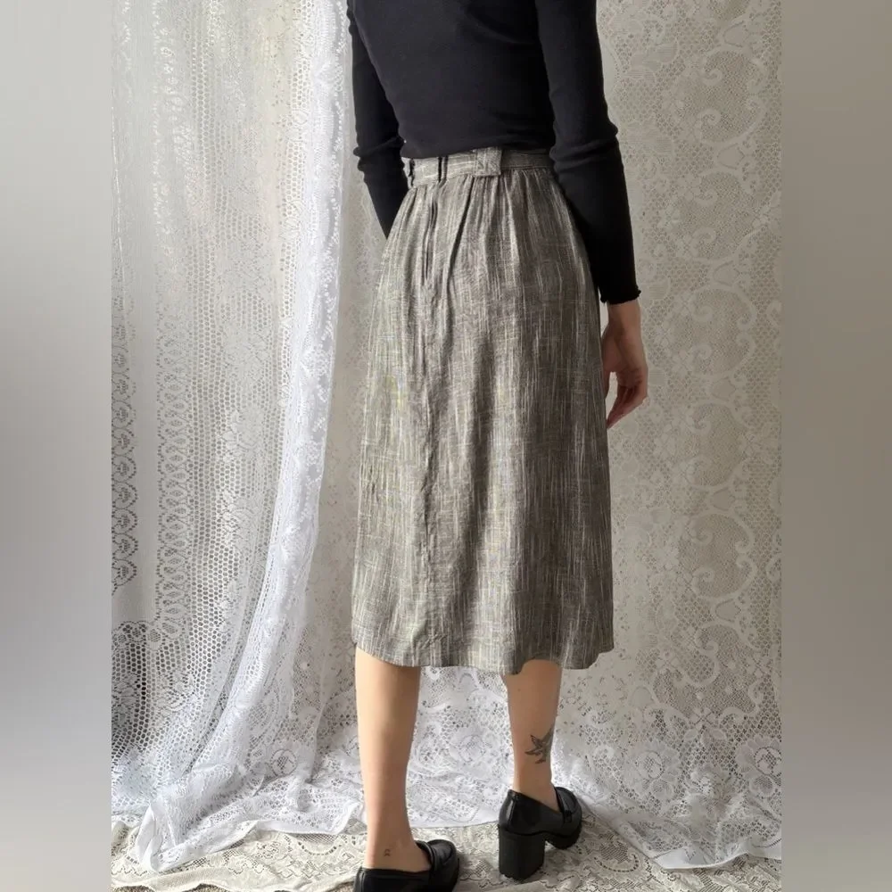 Vintage 90s Button Front Midi Skirt Norton McNaughton Size 8 - Picture 3 of 12